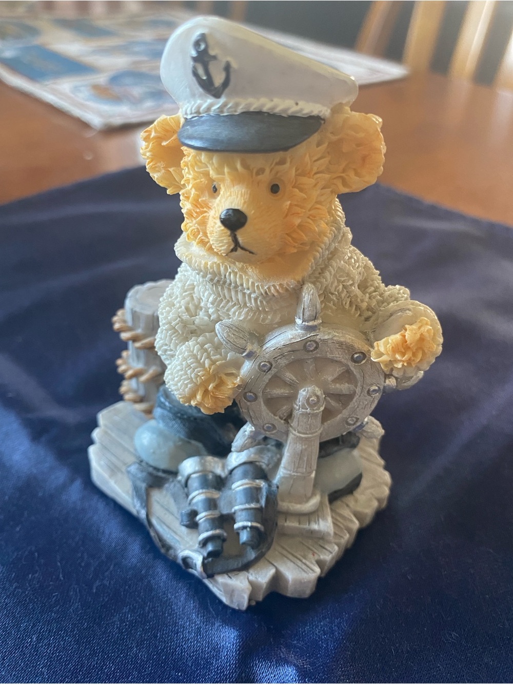 Nautical Bear Figurine - Yellow Teddy Captain Decorative Accent